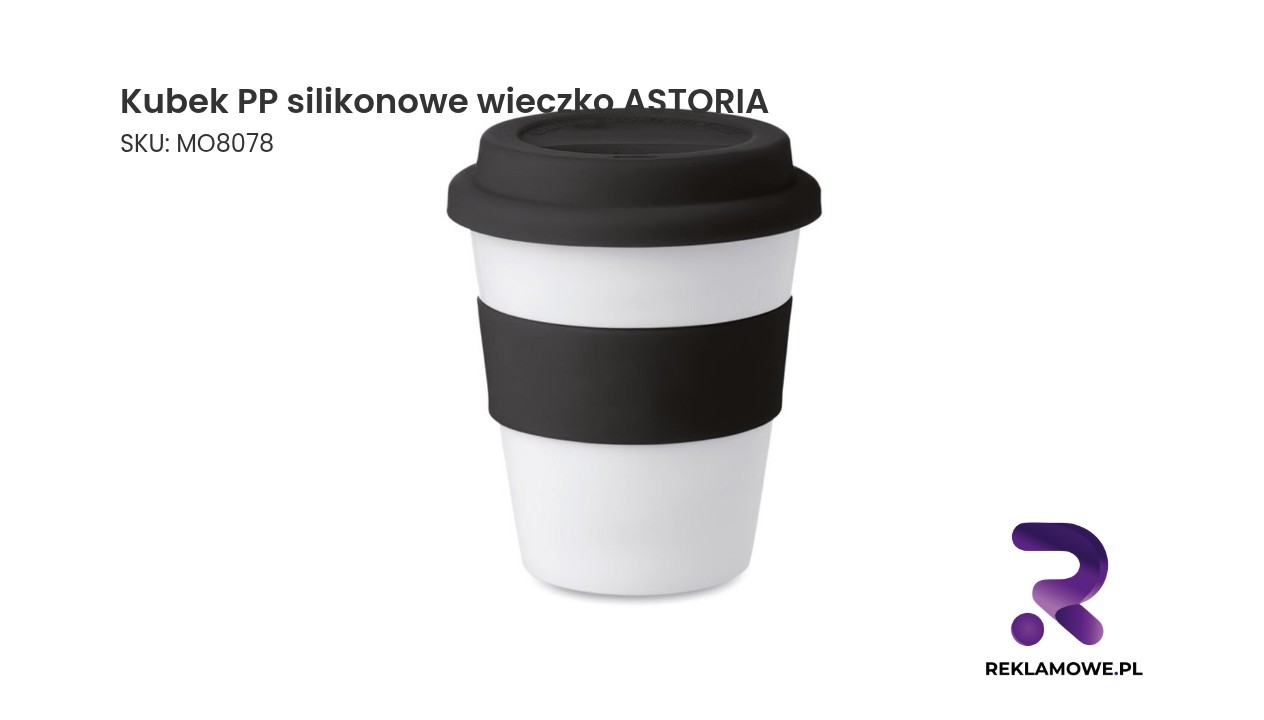 Kubek z polipropylenu z silikonowym wieczkiem model ASTORIA