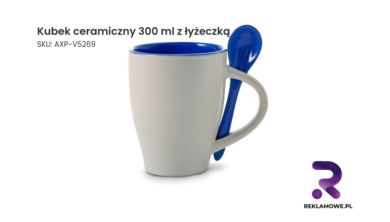 Kubek ceramiczny 300 ml z łyżeczką