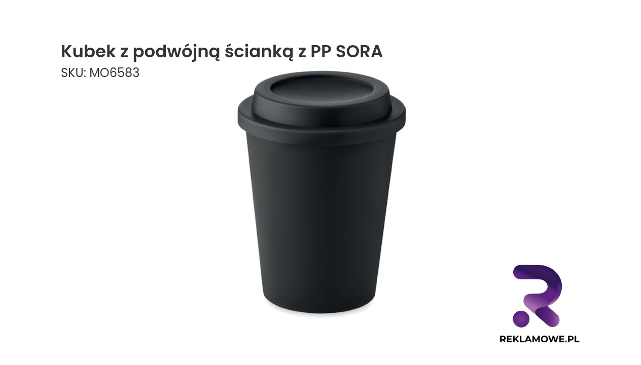 Kubek z podwójną ścianką wykonany z polipropylenu, model SORA