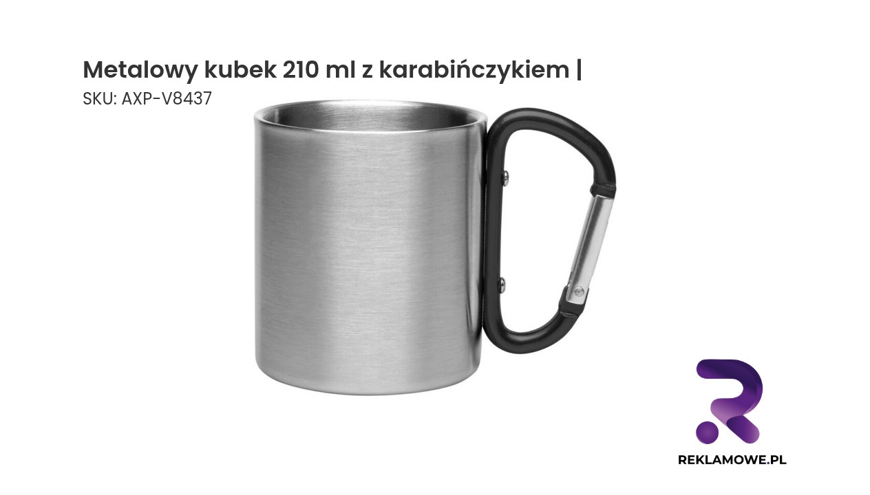 Metalowy kubek 210 ml z karabińczykiem