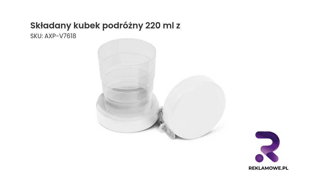 Składany kubek podróżny 220 ml z karabińczykiem Składany kubek podróżny o pojemności 220 ml