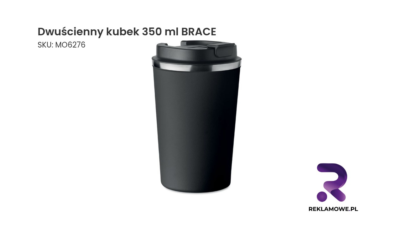 Dwuścienny kubek 350 ml BRACE Dwuścienny kubek 350 ml BRACE – nowoczesny kubek termiczny do kawy i herbaty