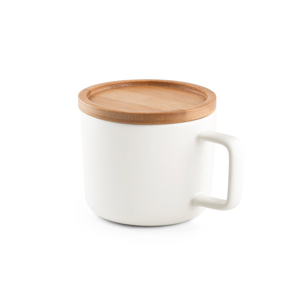 FANGIO. Kubek ceramiczny z bambusową podstawą i pokrywką 230 mL 94251_set