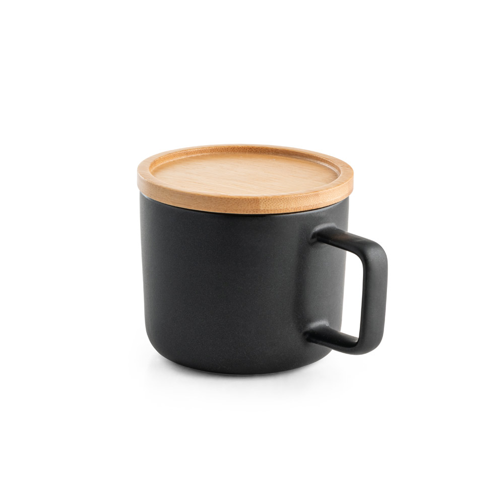 FANGIO. Kubek ceramiczny z bambusową podstawą i pokrywką 230 mL 94251_set